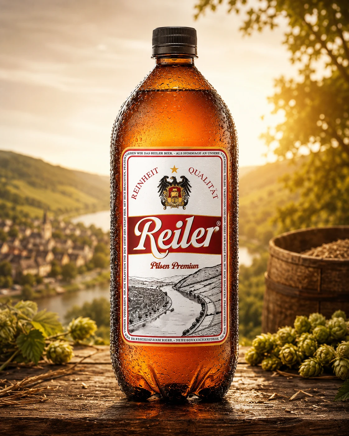 Cerveja Reiler com cenário inspirado em tradição alemã